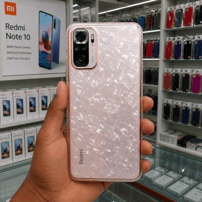 Marble Pattern Back Cover For Redmi Note 10 Phone Case With Pop Up Holder Pink Onezeros.in