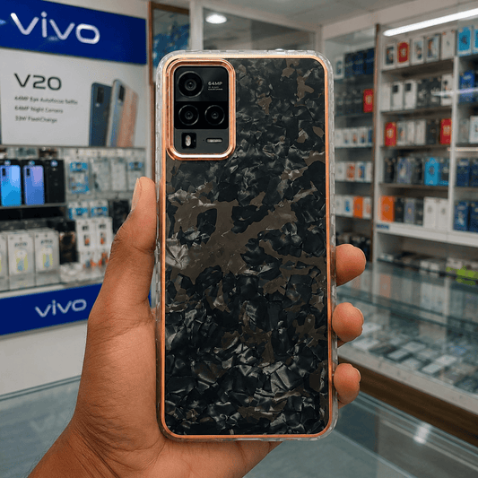 Marble Pattern Back Cover For Vivo V20 Phone Case With Pop Up Holder Onezeros.in
