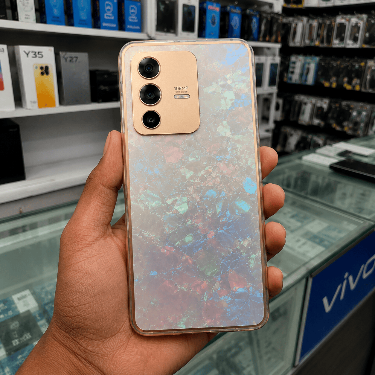 Marble Pattern Back Cover For Vivo V23 Pro Phone Case With Pop Up Holder Mixed Onezeros.in