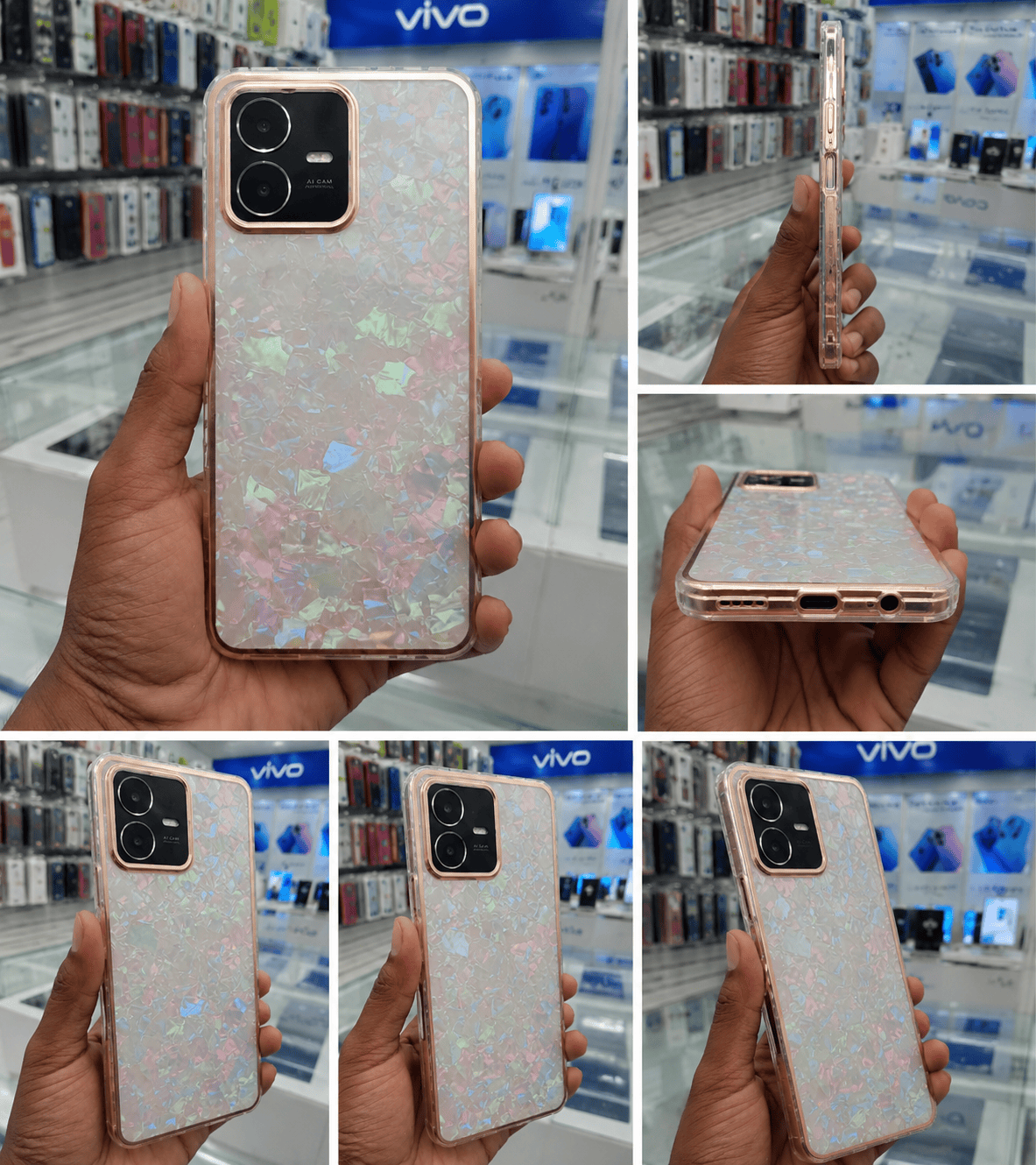 Marble Pattern Back Cover For Vivo Y22 Phone Case With Pop Up Holder Onezeros.in
