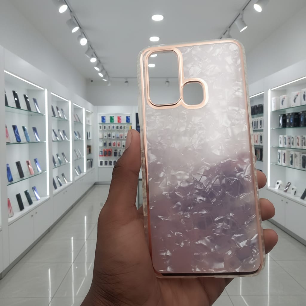 Marble Pattern Back Cover For Vivo Y30/Y50 Phone Case With Pop Up Holder Pink Onezeros.in