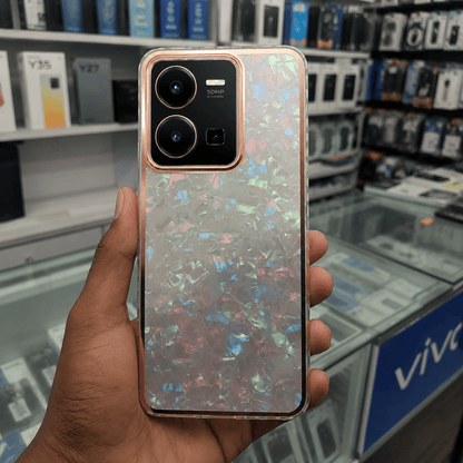 Marble Pattern Back Cover For Vivo Y35 Phone Case With Pop Up Holder Multi Color Onezeros.in