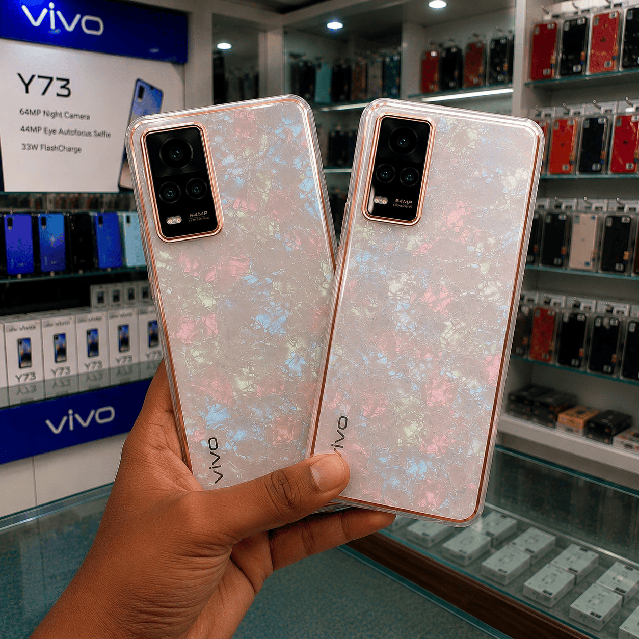 Marble Pattern Back Cover For Vivo Y73 Phone Case With Pop Up Holder Onezeros.in