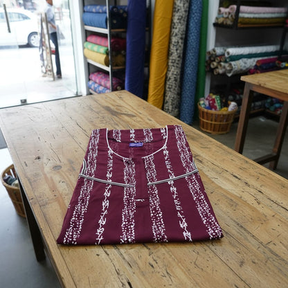 Maroon Stripe Nighty for Women 2XL Onezeros.in