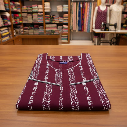 Maroon Stripe Nighty for Women 2XL Onezeros.in
