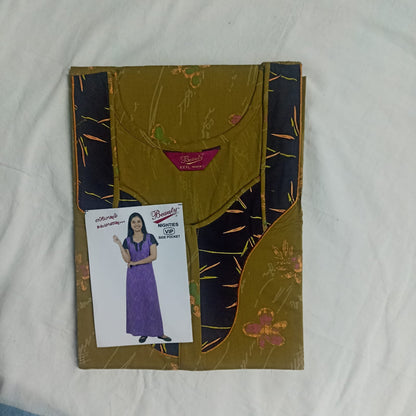 Muddy Brown Floral Pattern Big Size Nighty Onezeros.in