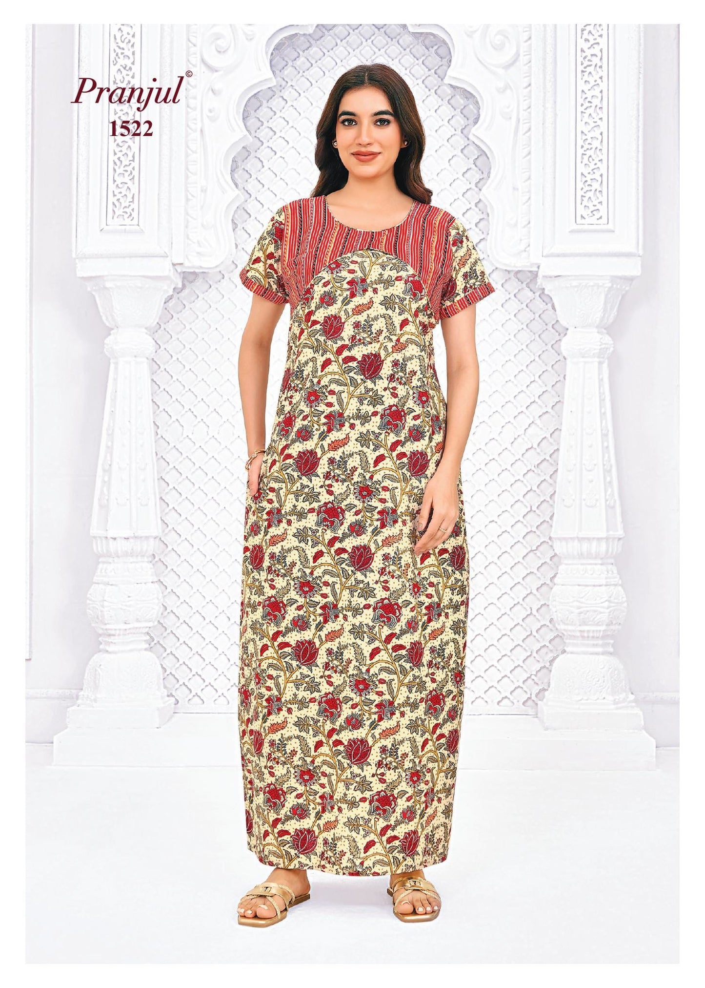 Pranjul Printed Cotton Nighty Sleepwear Onezeros.in