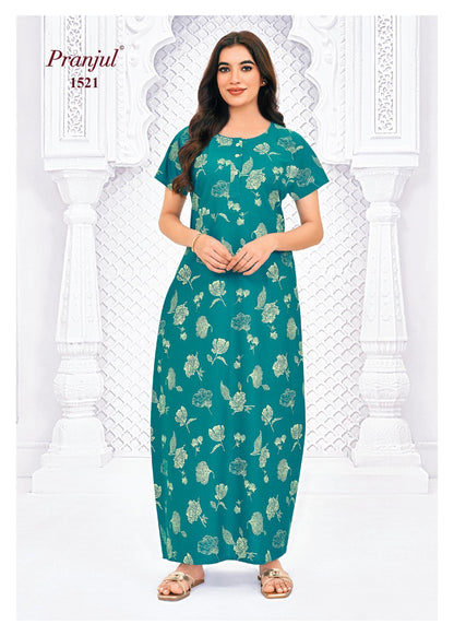 Pranjul Printed Cotton Nighty Sleepwear XXL / 1521 Onezeros.in