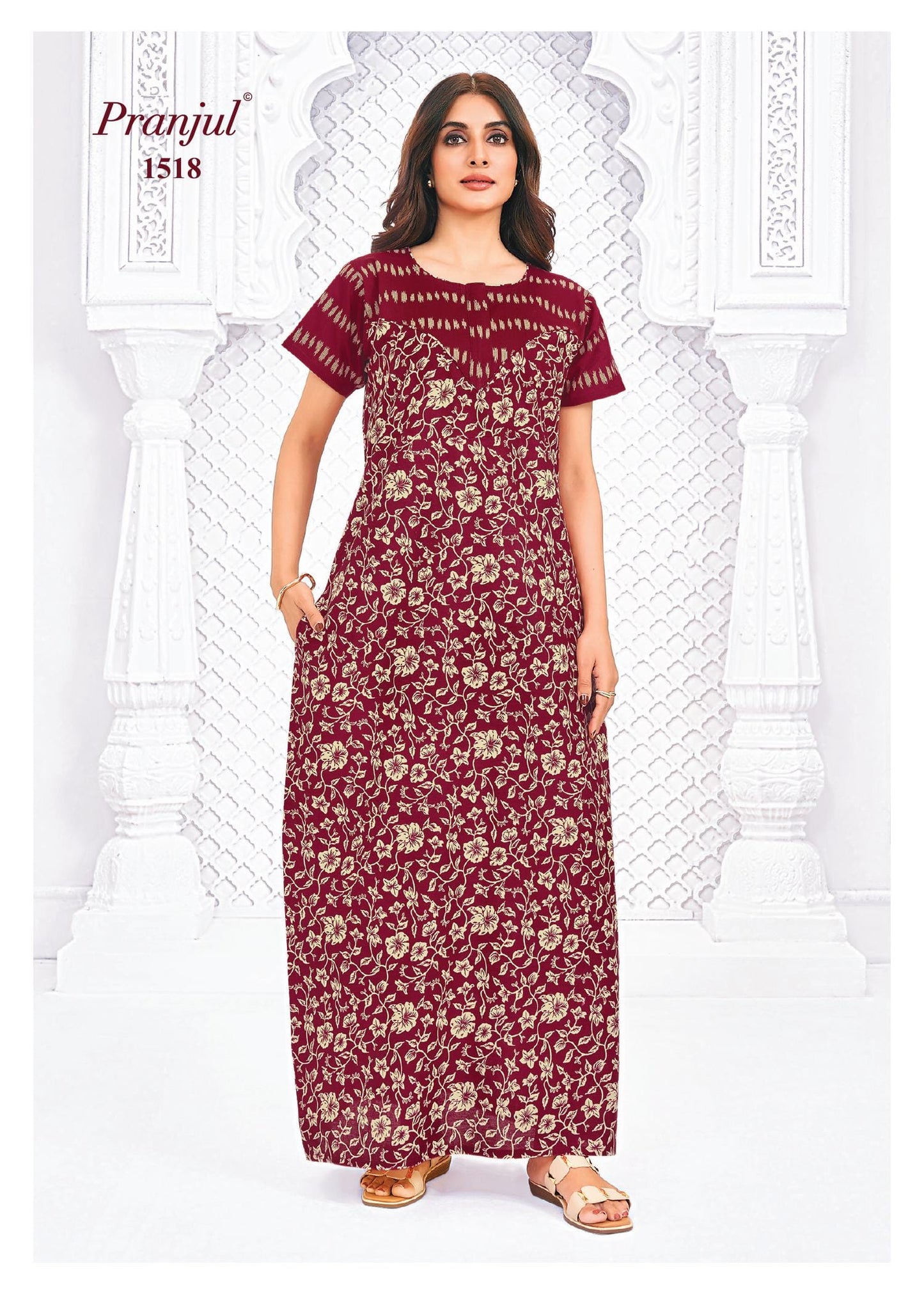 Pranjul Printed Cotton Nighty Sleepwear Onezeros.in