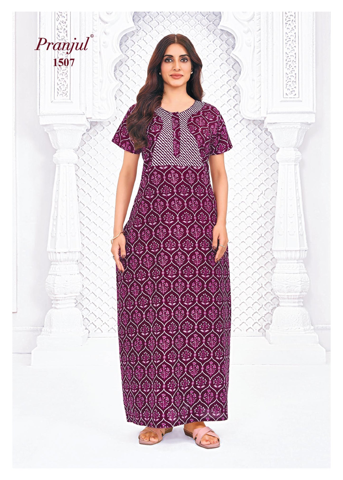 Pranjul Printed Cotton Nighty Sleepwear Onezeros.in