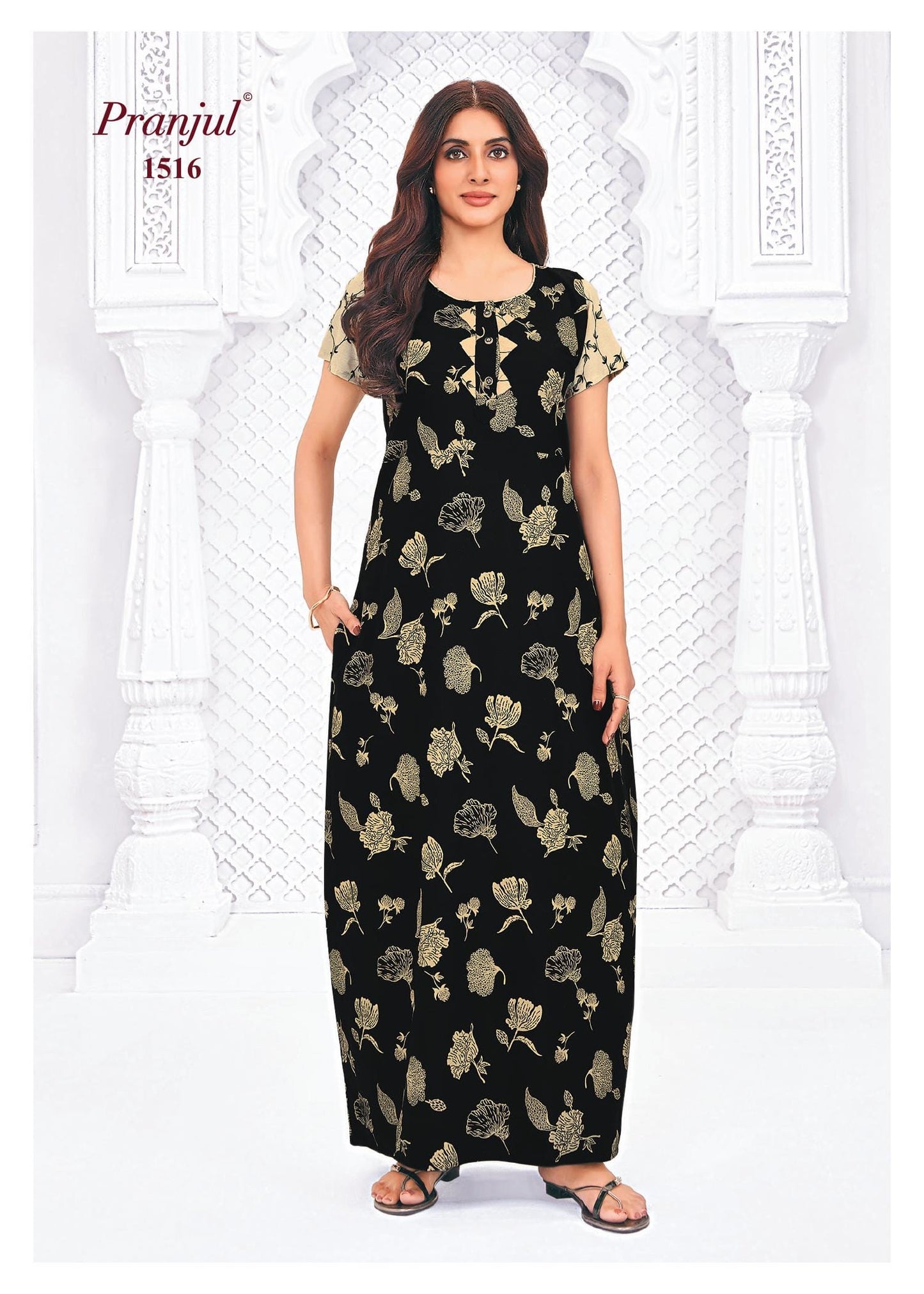 Pranjul Printed Cotton Nighty Sleepwear Onezeros.in