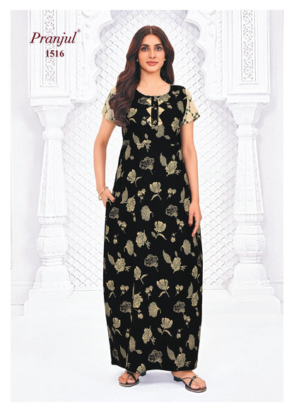 Pranjul Printed Cotton Nighty Sleepwear Onezeros.in