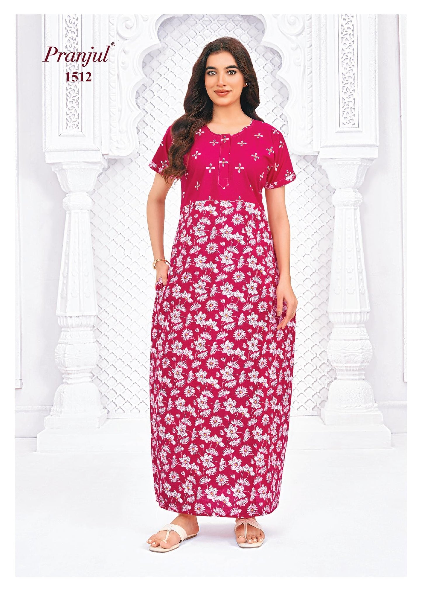 Pranjul Printed Cotton Nighty Sleepwear Onezeros.in