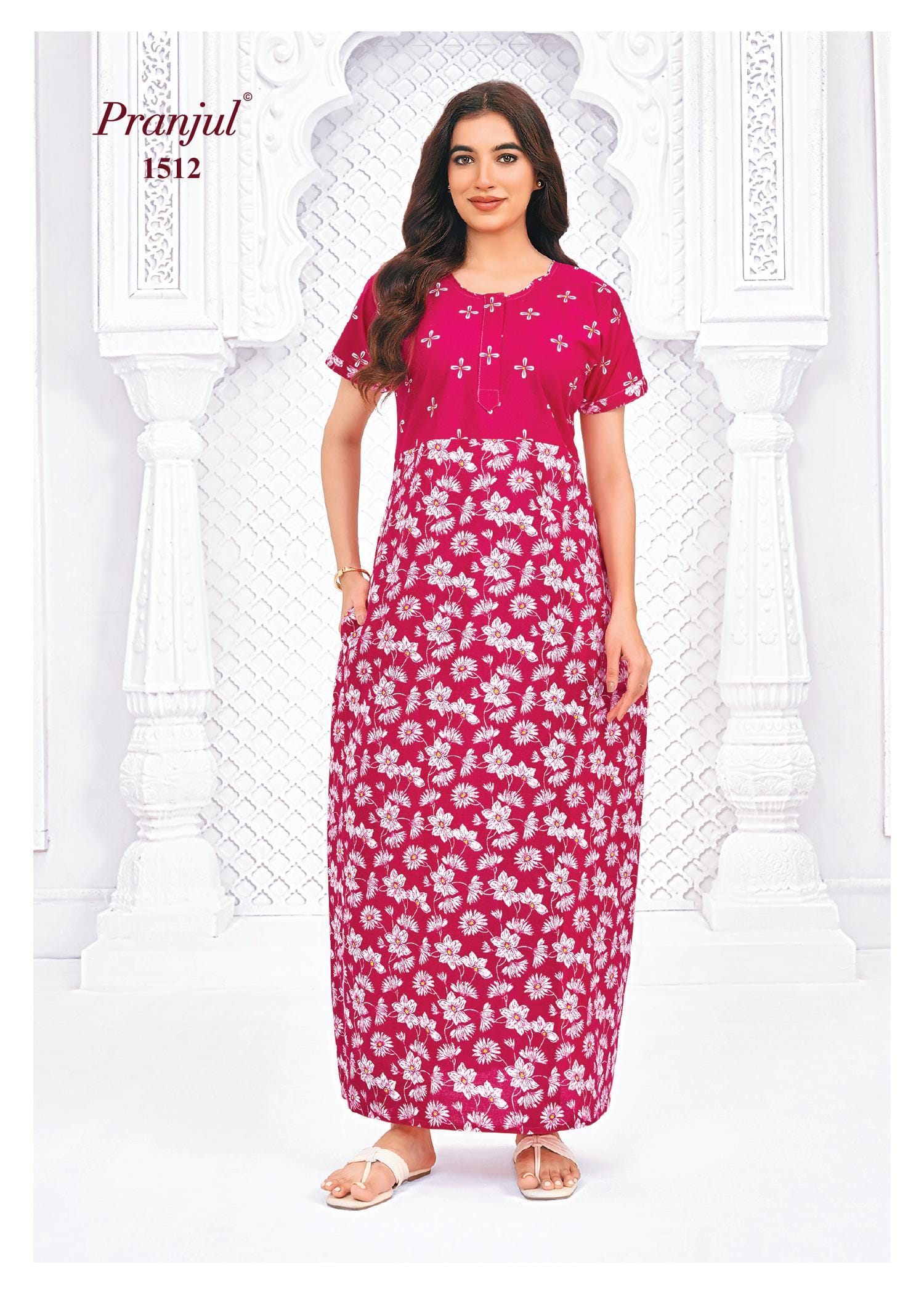 Pranjul Printed Cotton Nighty Sleepwear Onezeros.in