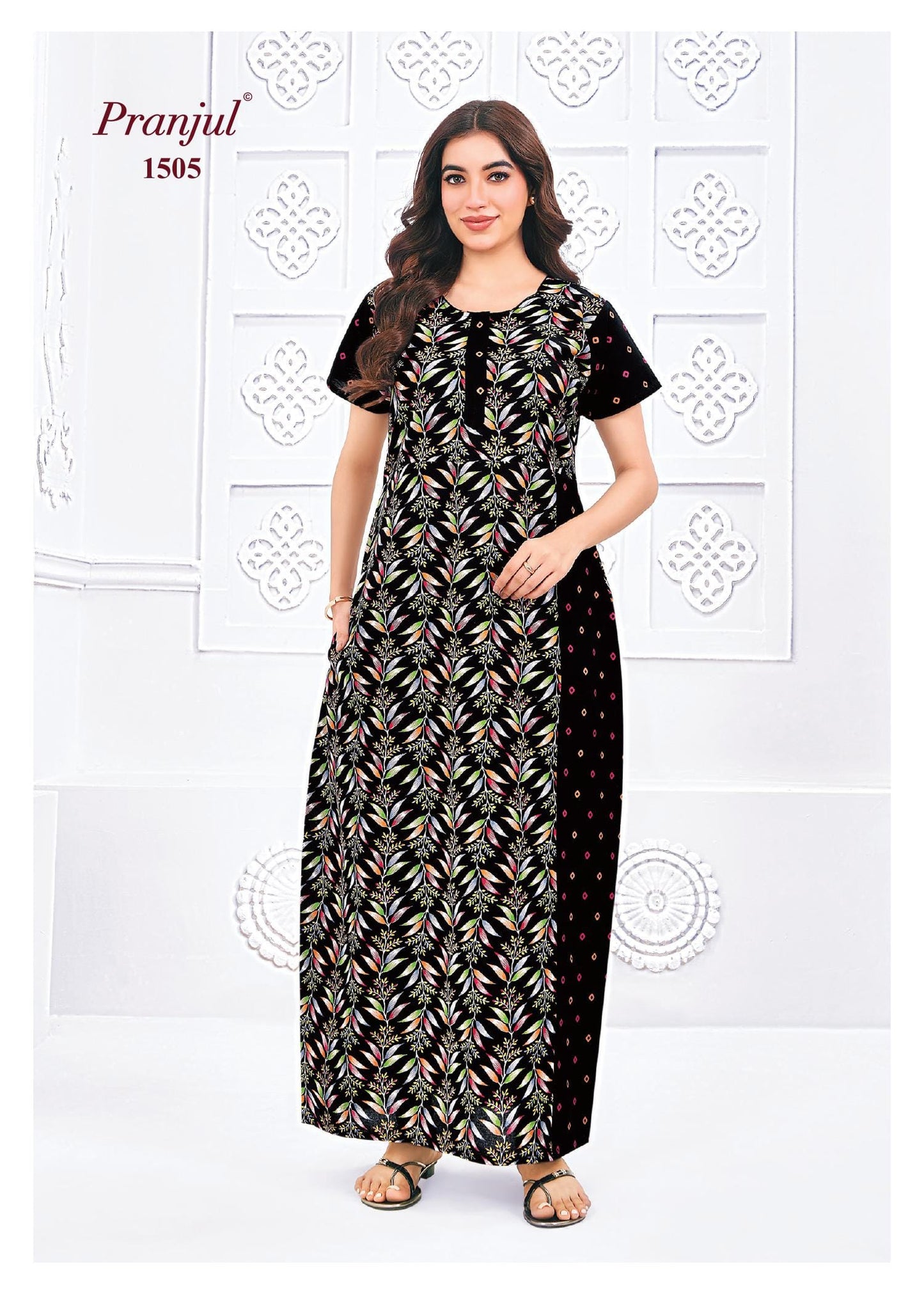 Pranjul Printed Cotton Nighty Sleepwear Onezeros.in