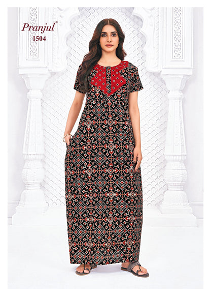 Pranjul Printed Cotton Nighty Sleepwear Onezeros.in