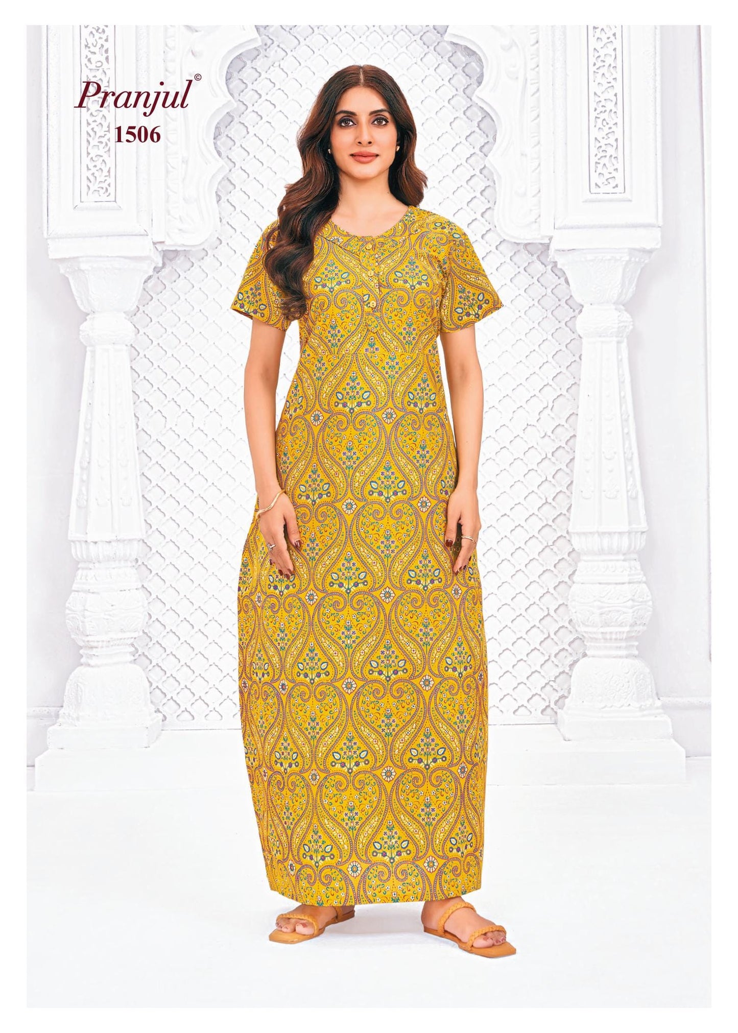 Pranjul Printed Cotton Nighty Sleepwear XXL / 1506 Onezeros.in