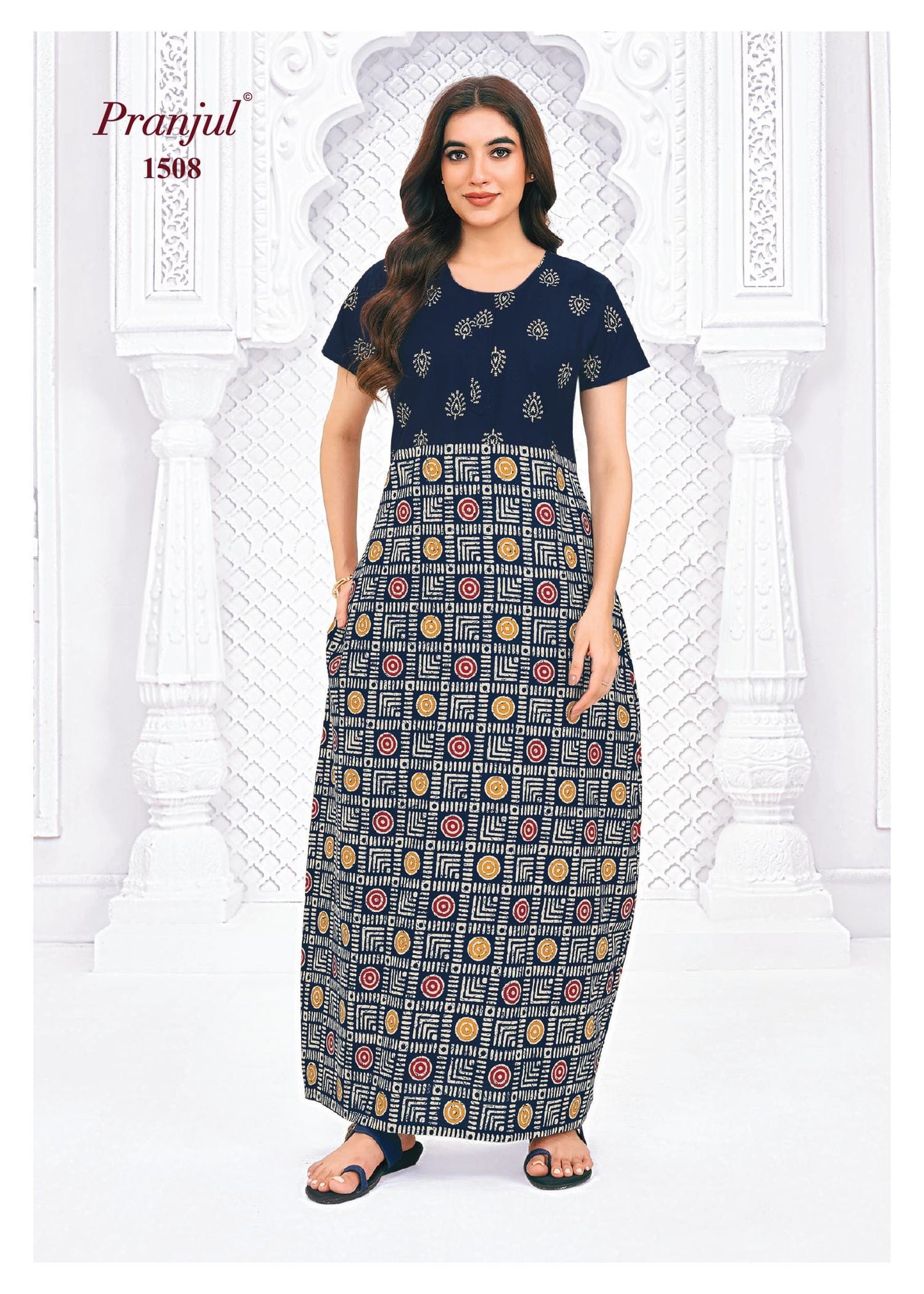Pranjul Printed Cotton Nighty Sleepwear XXL / 1508 Onezeros.in