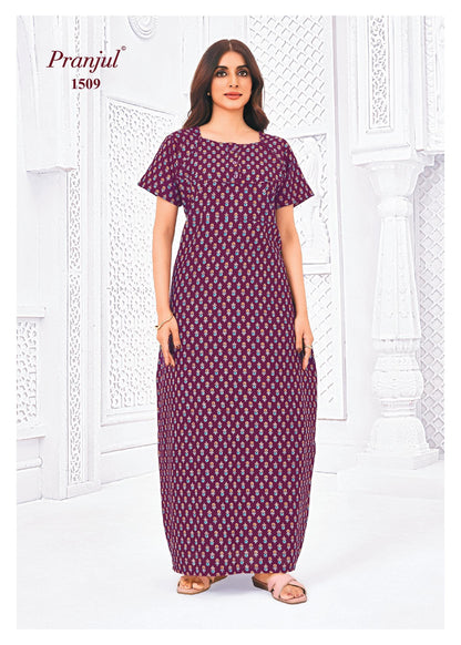 Pranjul Printed Cotton Nighty Sleepwear XXL / 1509 Onezeros.in