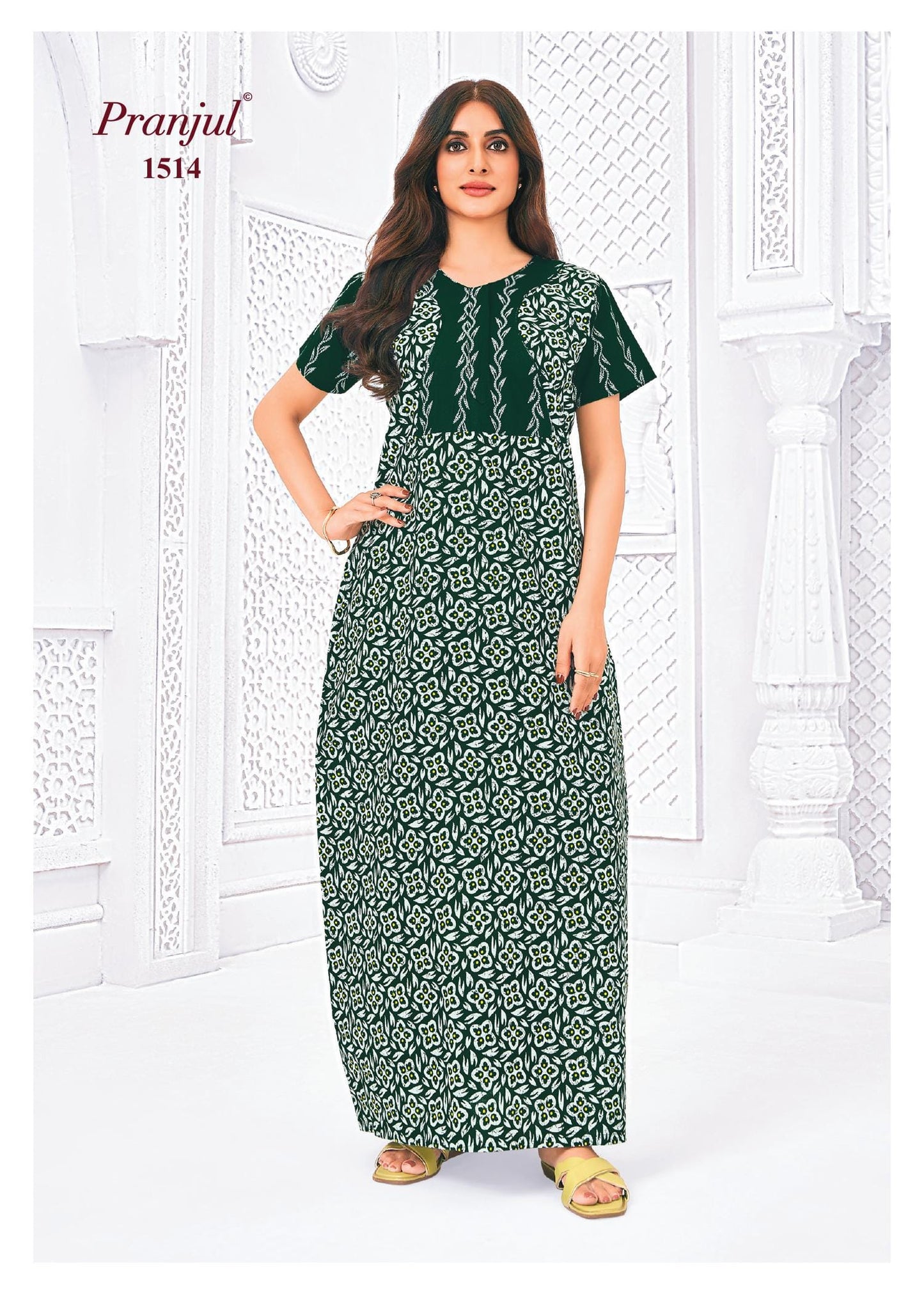 Pranjul Printed Cotton Nighty Sleepwear XXL / 1514 Onezeros.in