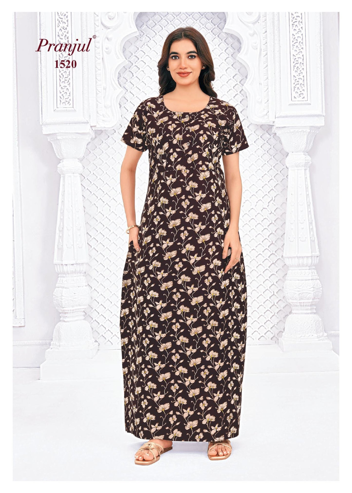 Pranjul Printed Cotton Nighty Sleepwear XXL / 1520 Onezeros.in