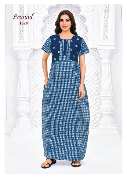 Pranjul Printed Cotton Nighty Sleepwear XXL / 1528 Onezeros.in
