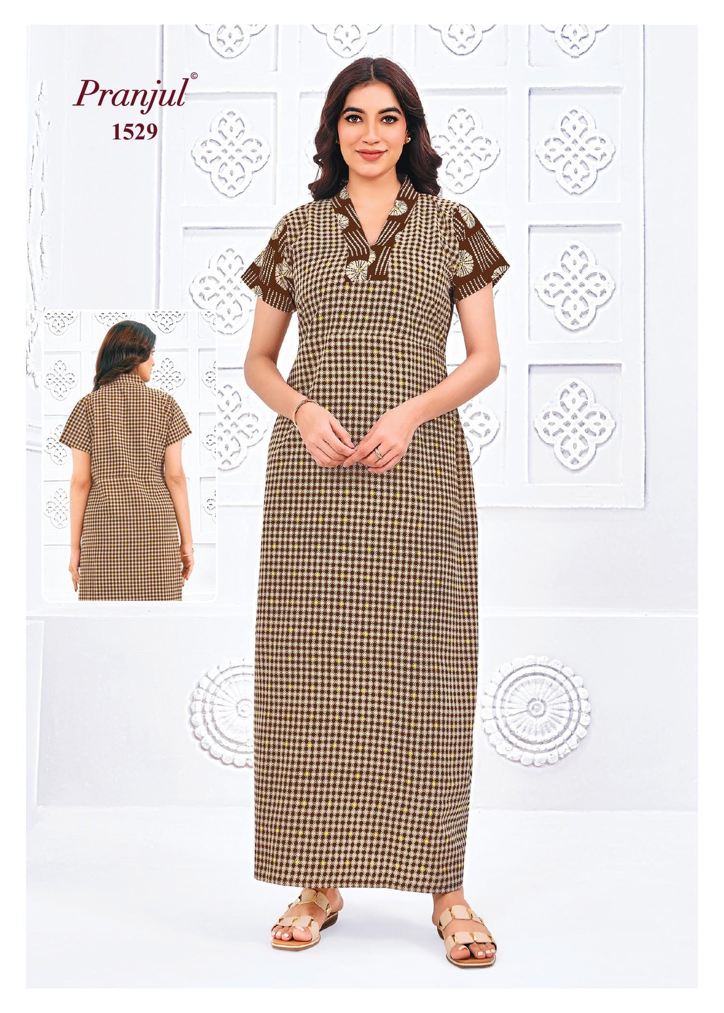 Pranjul Printed Cotton Nighty Sleepwear XXL / 1529 Onezeros.in