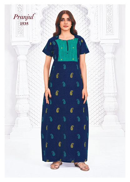 Pranjul Printed Cotton Nighty Sleepwear XXL / 1535 Onezeros.in
