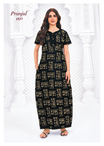 Pranjul Printed Cotton Nighty Sleepwear XXL / 1537 Onezeros.in