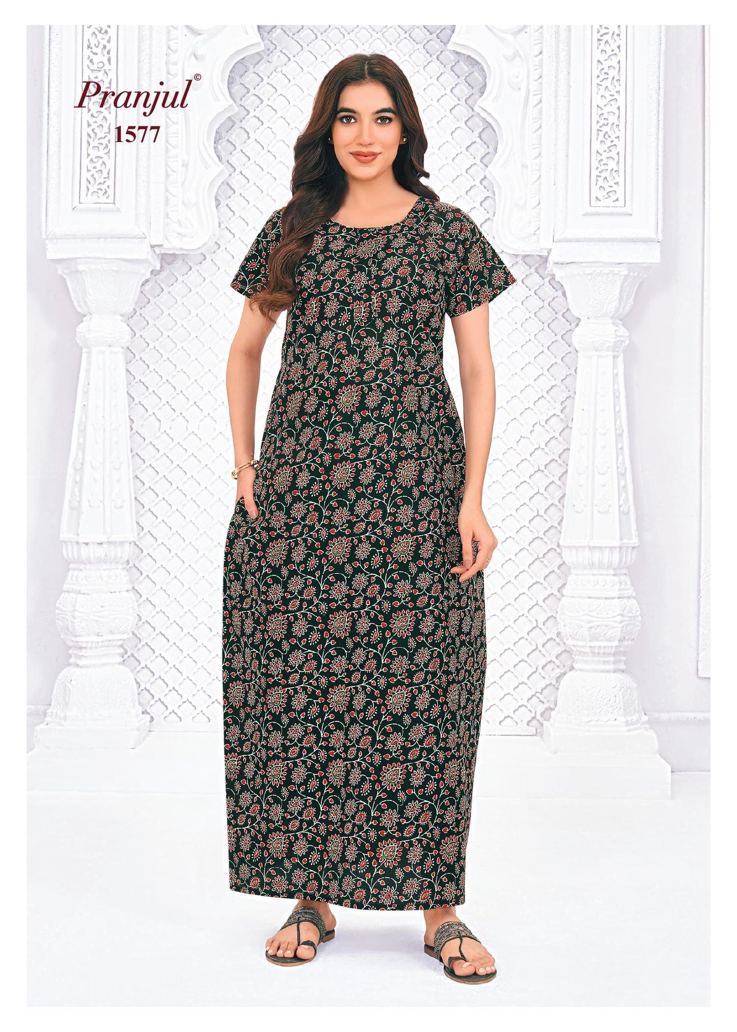 Pranjul Printed Cotton Nighty Sleepwear Onezeros.in