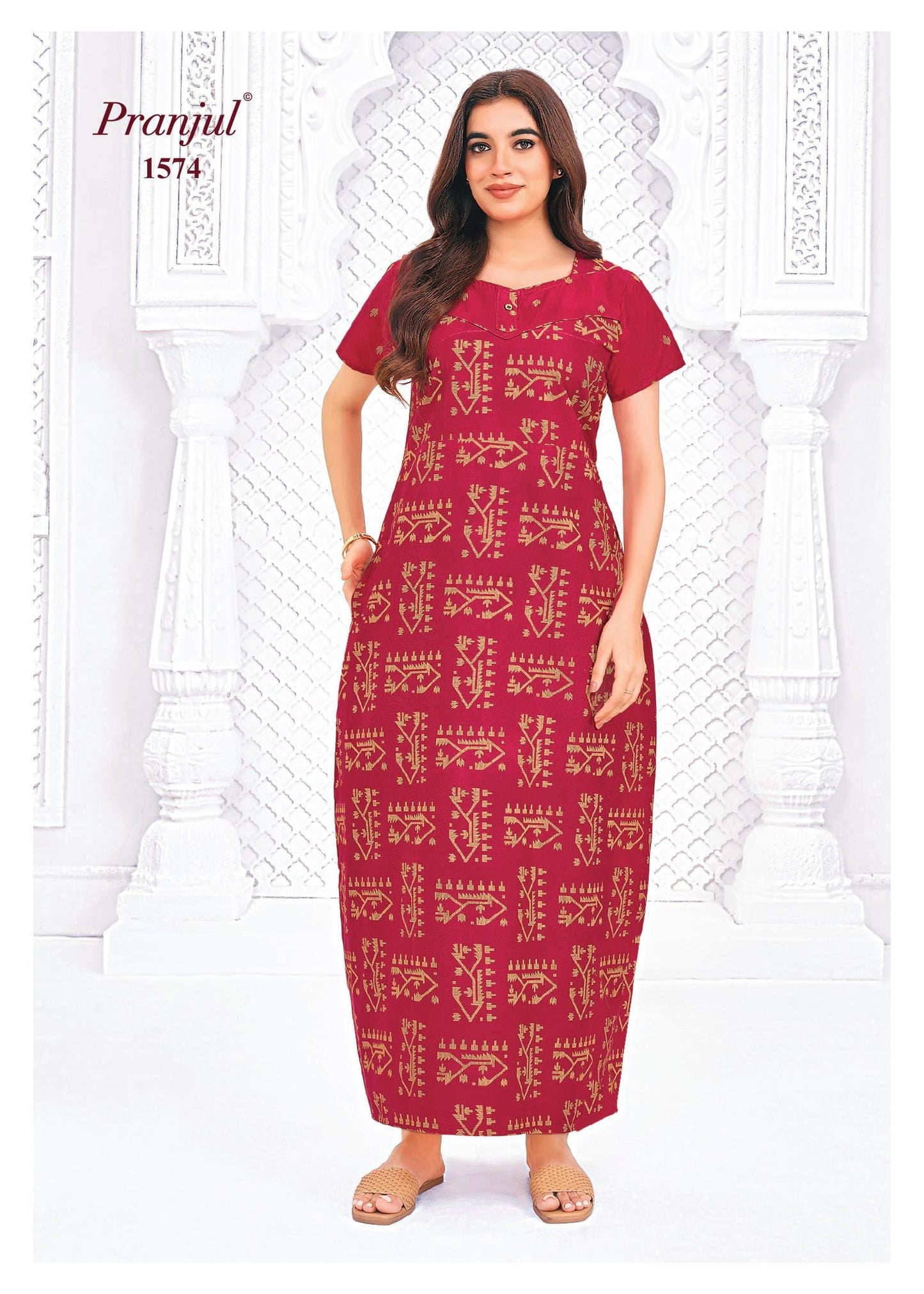 Pranjul Printed Cotton Nighty Sleepwear Onezeros.in