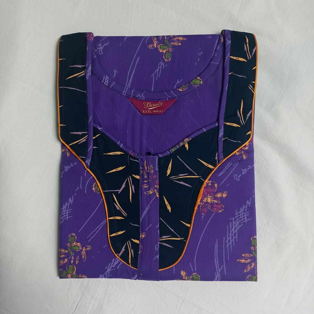 Purple Floral Pattern Big Size Nighty Onezeros.in