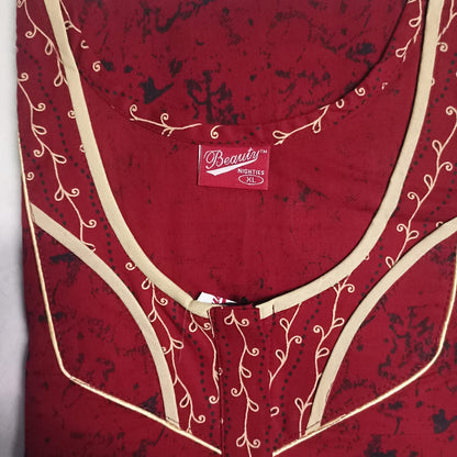 Red Quilt Intricate Pattern Nighty for Women XL Onezeros.in