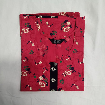 Red Rose Floral Pattern Nighty 2XL Onezeros.in