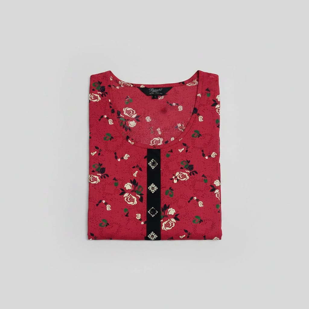 Red Rose Floral Pattern Nighty 2XL Onezeros.in