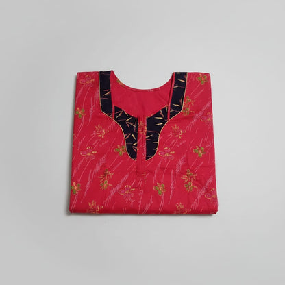 Red with Black Floral Pattern Big Size Nighty Onezeros.in
