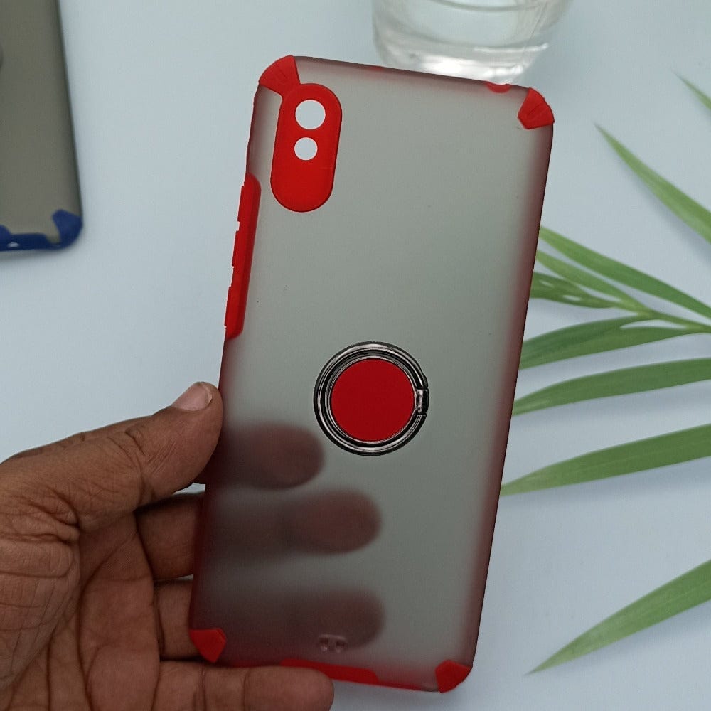 Ring Holder Phone Case for Redmi 9A/9i Matte Smoke Back Stand Cover Mobiles & Accessories