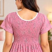 Veni's floral nighty with stretchable smocked chest