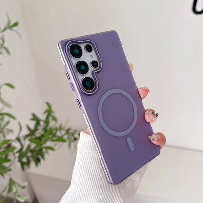 Striped Corrugated Board Pattern Back Cover for Samsung Galaxy S25 Ultra Phone Case Dark Purble Onezeros.in