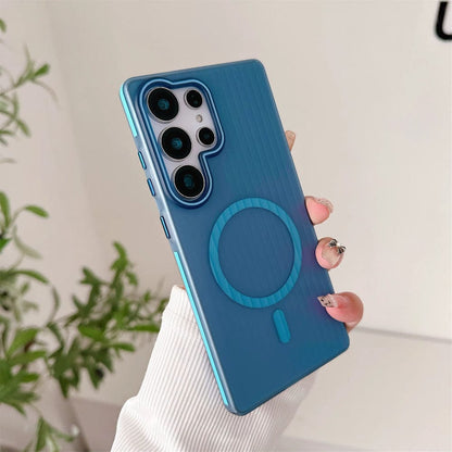 Striped Corrugated Board Pattern Back Cover for Samsung Galaxy S25 Ultra Phone Case Blue Onezeros.in