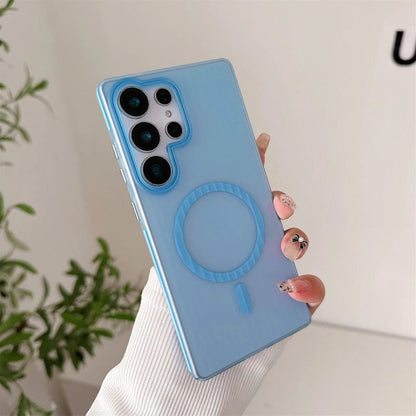 Striped Corrugated Board Pattern Back Cover for Samsung Galaxy S25 Ultra Phone Case Sky Blue Onezeros.in