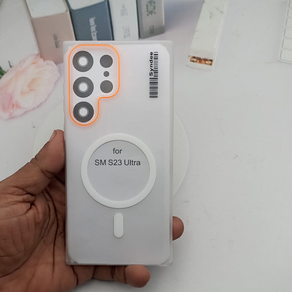 SYNDEE Barcode Theme Phone Case for Samsung S23 Ultra Back Cover White Onezeros.in