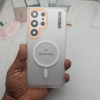 SYNDEE Barcode Theme Phone Case for Samsung S24 Ultra Back Cover White Onezeros.in