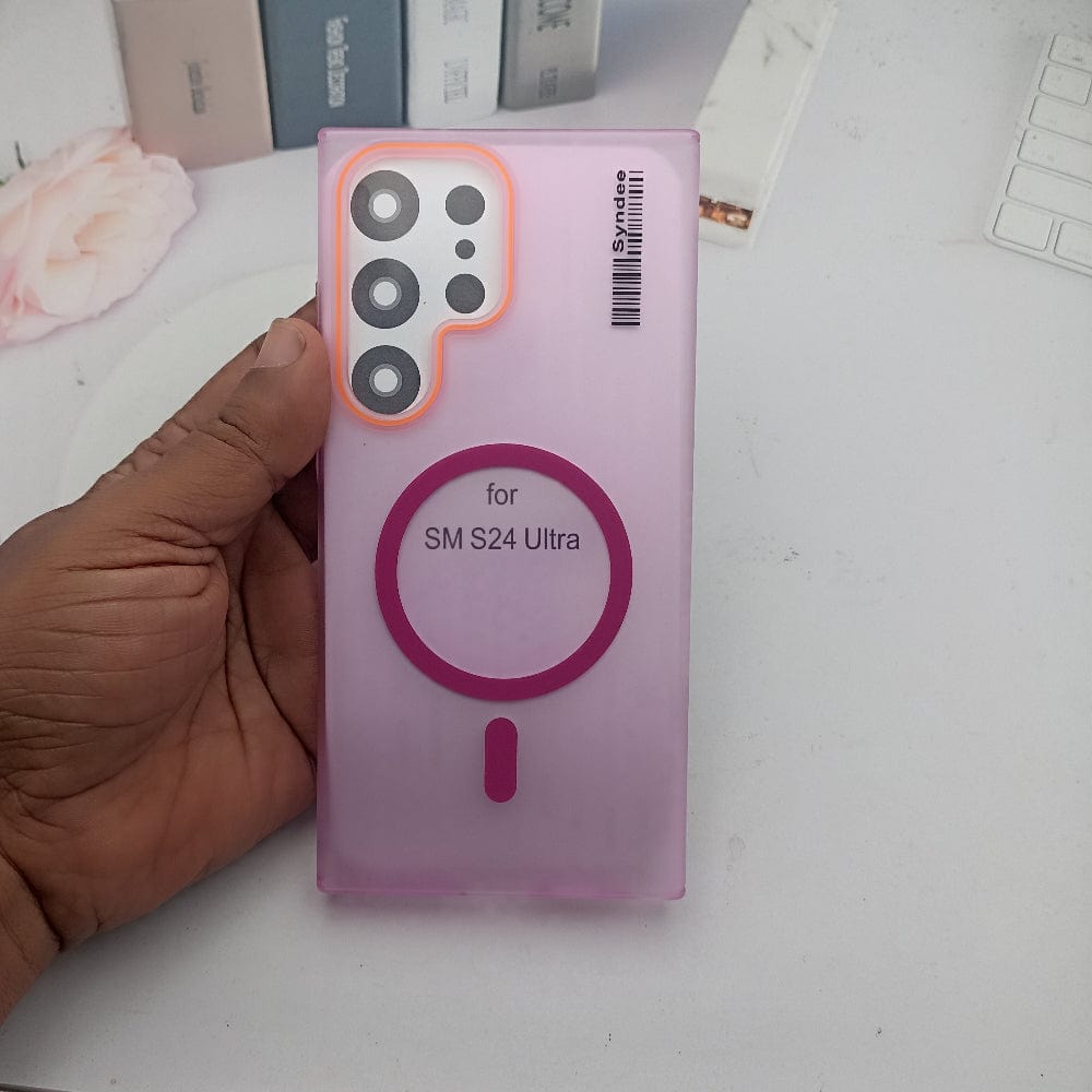 SYNDEE Barcode Theme Phone Case for Samsung S24 Ultra Back Cover Pink Onezeros.in