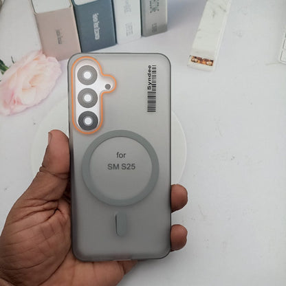 SYNDEE Barcode Theme Phone Case for Samsung S25 Back Cover Gray Onezeros.in