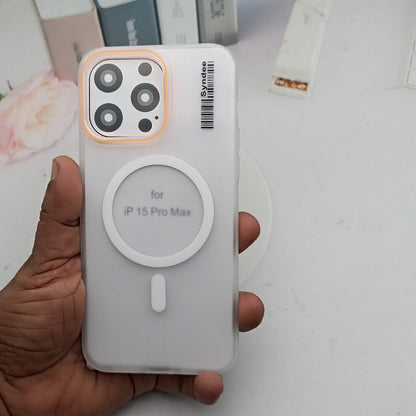 SYNDEE Mate Magsafe Barcode Phone Case for iPhone 15 Pro Max Back Cover White Onezeros.in