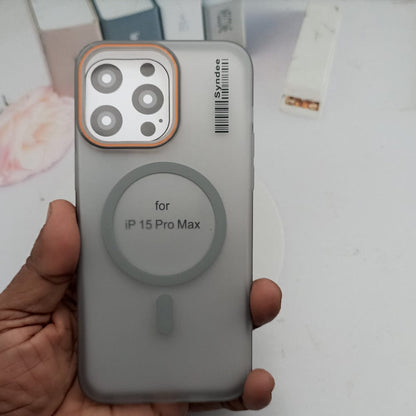 SYNDEE Mate Magsafe Barcode Phone Case for iPhone 15 Pro Max Back Cover Gray Onezeros.in