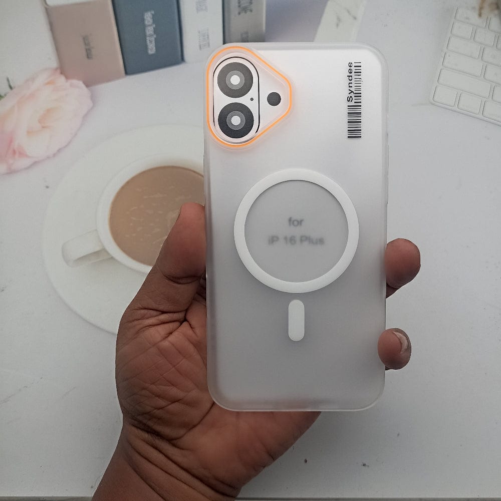 SYNDEE Mate Magsafe Barcode Phone Case for iPhone 16 Plus Back Cover White Onezeros.in