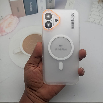 SYNDEE Mate Magsafe Barcode Phone Case for iPhone 16 Plus Back Cover White Onezeros.in