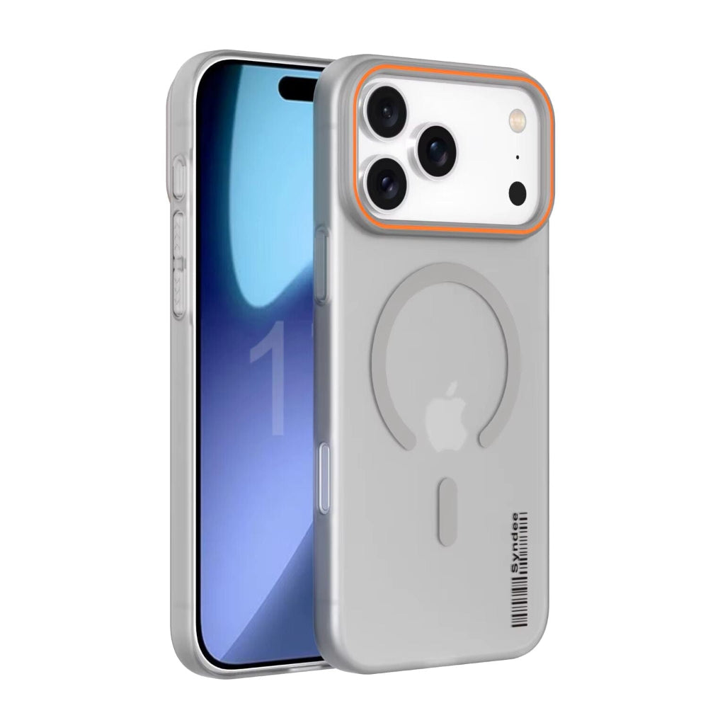SYNDEE Mate Magsafe Barcode Phone Case for iPhone 17 Pro Back Cover Gray Onezeros.in